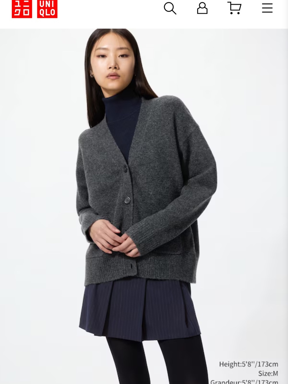 UNIQLO Dark Gray Souffle Yarn Relaxed Cardigan